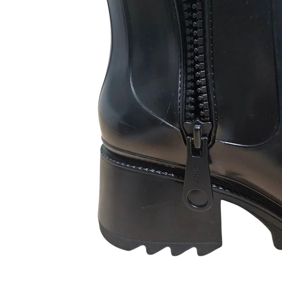 Chloé Betty Black Rubber Rain Boots – Size 41 - Picture 10 of 13